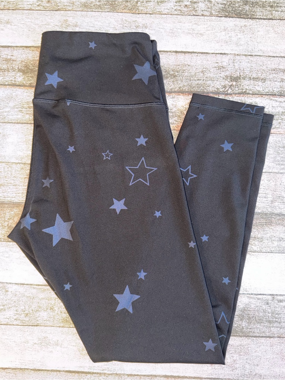Old Navy Black Leggings with Blue Star Print